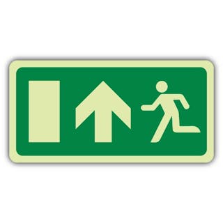 Photoluminescent Fire Exit - Running Man Left - Arrow Up - EC Directive