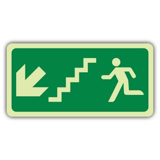 Photoluminescent Running Man - Stairs -  Arrow Down Left - EC Directive