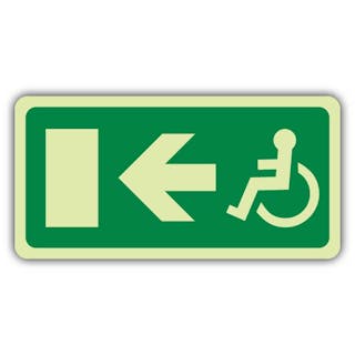 Photoluminescent Wheelchair Exit - Arrow Left - EC Directive