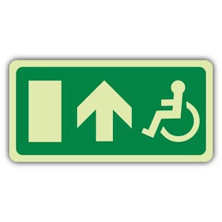 Photoluminescent Wheelchair Exit Door Left - Arrow Up - EC Directive