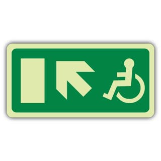 Photoluminescent Wheelchair Exit - Arrow Up Left - EC Directive