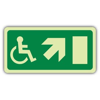 Photoluminescent Wheelchair Exit - Arrow Up Right - EC Directive