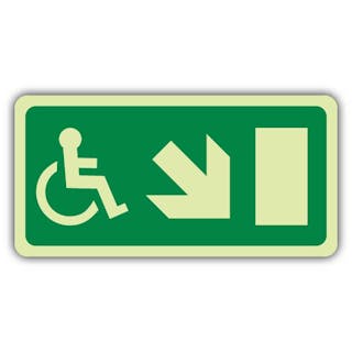 Photoluminescent Wheelchair Exit - Arrow Down Right - EC Directive