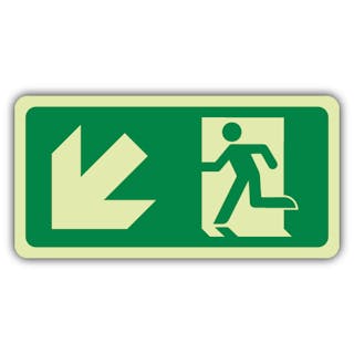 Photoluminescent Fire Exit Man Running Down Left