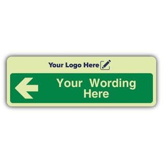 Wayfinding Arrow Left Green - Narrow Landscape - Your Logo Here