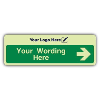 Wayfinding Arrow Right Green - Narrow Landscape - Your Logo Here