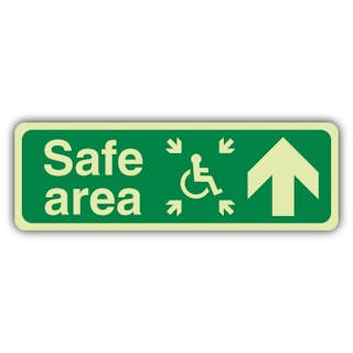 Photoluminescent Safe Area Arrow Up - Landscape