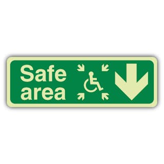 Photoluminescent Safe Area Arrow Down - Landscape