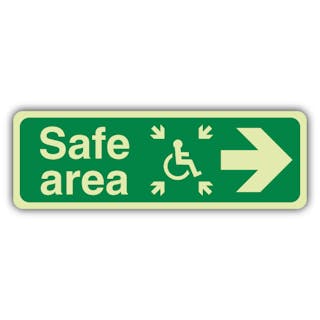 Photoluminescent Safe Area Arrow Right - Landscape