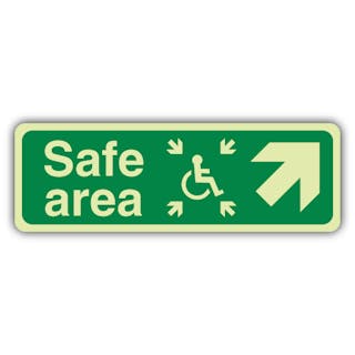 Photoluminescent Safe Area Arrow Up Right - Landscape