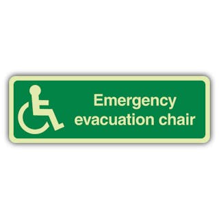 Photoluminescent Emergency Evacuation Chair - Wheelchair Right - Slim Landscape