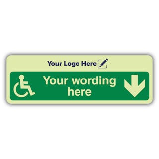 Emergency Refuge Point - Narrow Landscape Arrow Down - Your Logo Here