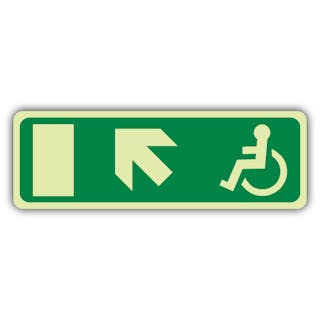 Photoluminescent Emergency Exit Wheelchair Arrow Up Left - Landscape 