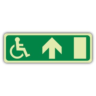 Photoluminescent Emergency Exit Wheelchair Arrow Up - Icon Left - Landscape 