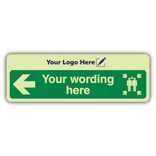 Emergency Assembly Point - Narrow Landscape Arrow Left- Your Logo Here