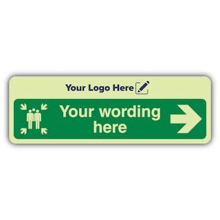 Emergency Assembly Point - Narrow Landscape Arrow Right - Your Logo Here