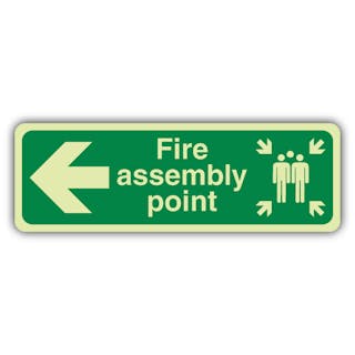 Photoluminescent Fire Assembly Point Arrow Left - Slim Landscape