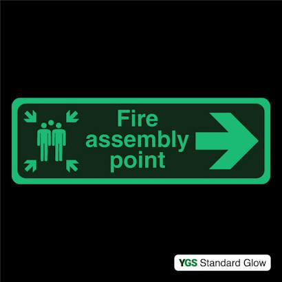 Photoluminescent Fire Assembly Point Arrow Right Sign | YourGlowSign