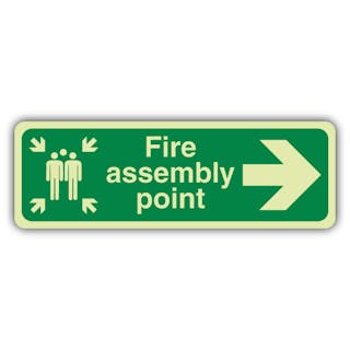 Photoluminescent Fire Assembly Point Arrow Right - Slim Landscape