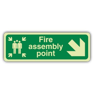 Photoluminescent Fire Assembly Point Arrow Down Right