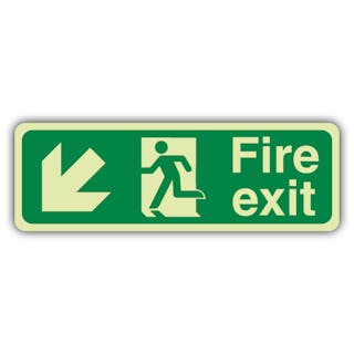 GloReflect Fire Exit Arrow Down Left