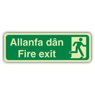 Photoluminescent Welsh/English - Fire Exit