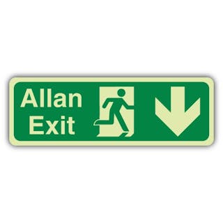 Photoluminescent Welsh/English - Exit Arrow Down