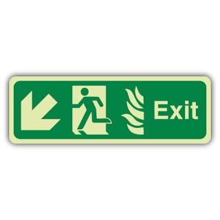 Photoluminescent NHS Exit Arrow Down Left