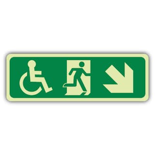 Photoluminescent Wheelchair Exit Arrow Down Right