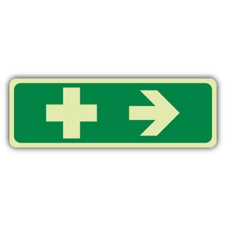 Photoluminescent First Aid Arrow Right - Landscape