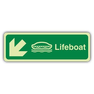 Photoluminescent Lifeboat Arrow Down Left