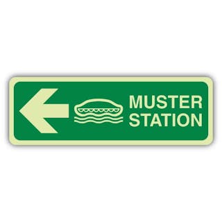 Photoluminescent Muster Station Lifeboat Arrow Left