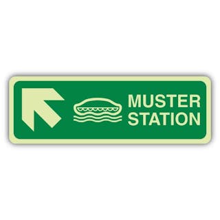 Photoluminescent Muster Station Lifeboat Arrow Up Left