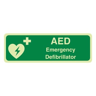 Photoluminescent AED Emergency Defibrillator - Landscape 