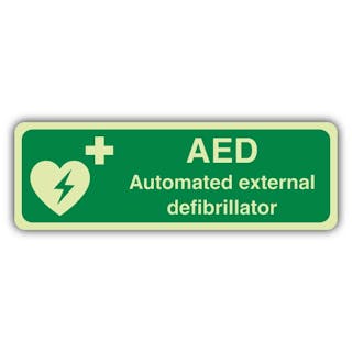 Photoluminescent AED Automated External Defibrillator - Landscape