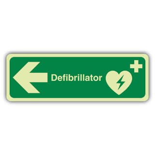 Photoluminescent Defibrillator Arrow Left - Landscape 