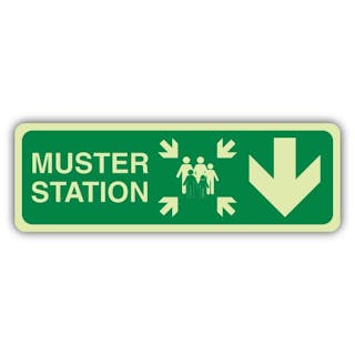 Photoluminescent Muster Station Lifeboat - People - Arrow Down