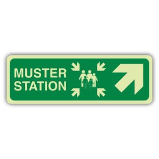 Photoluminescent Muster Station Lifeboat - People - Arrow Up Right