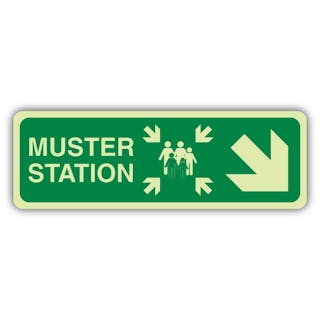 Photoluminescent Muster Station Lifeboat - People - Arrow Down Right