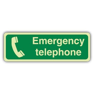 Photoluminescent Emergency Telephone - Green - Slim Landscape