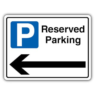 Reserved Parking - Blue Parking - Arrow Left - Landscape