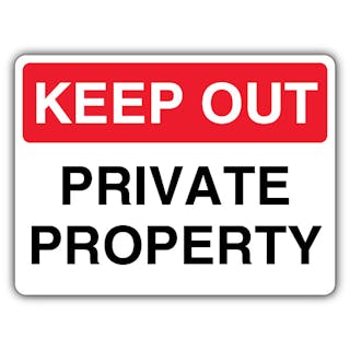 Keep Out Private Property - Red Textbox - Landscape