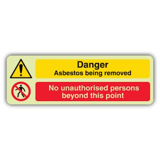 Photoluminescent Danger Asbestos - No Unauthorised Persons - Landscape