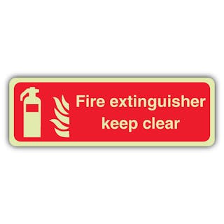 Photoluminescent Fire Extinguisher Keep Clear - Landscape