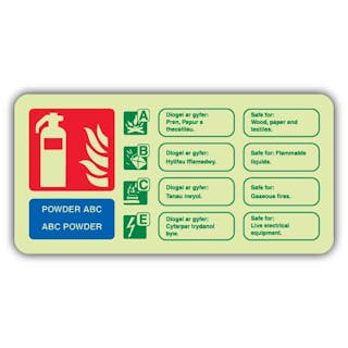 Photoluminescent Welsh/English - ABC Powder Fire Extinguisher