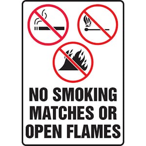 No Smoking Matches Or Open Flames W/Graphic