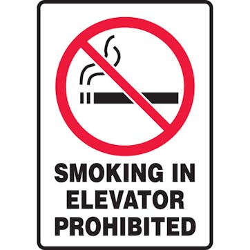 Smoking In Elevator Prohibited W/Graphic