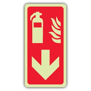 Photoluminescent Fire Extinguisher Symbol Arrow Down