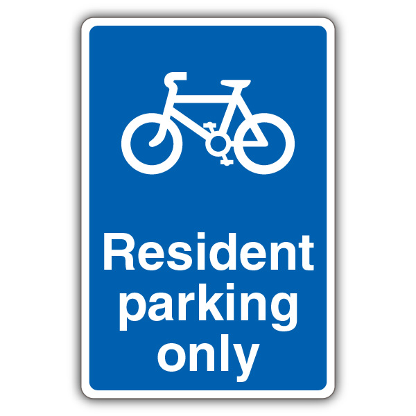 Bicycle Parking Only Blue Resident Reserved Parking Yourparkingsign