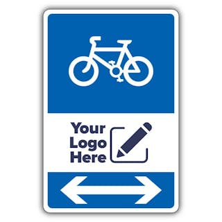 Bicycle Parking Icon Blue Arrow Left/Right - Your Logo Here